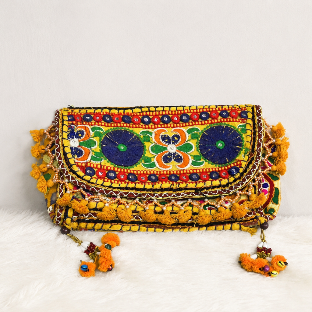 Multicolor Boho Embroidered Sling Purse for Women