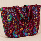 Vintage Motifs Maroon Embroidered Bag