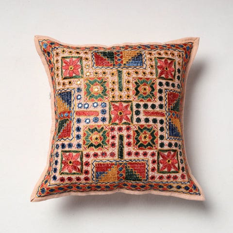 Multicolour Hand Embroidered Cushion Cover for Home Décor