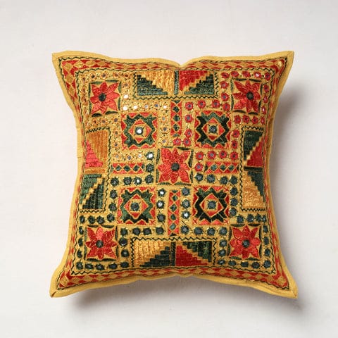 Multicolour Hand Embroidered Cushion Cover for Home Décor