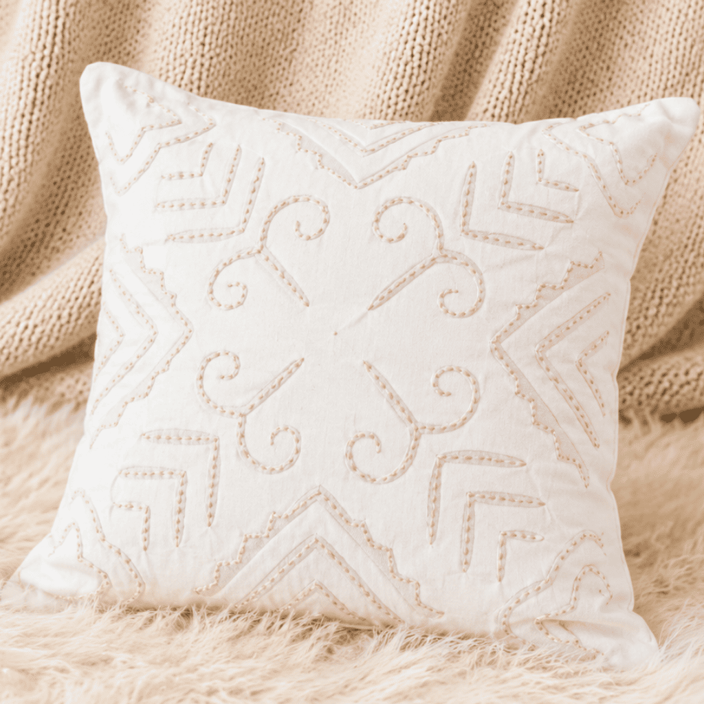 Stylish white cushion cover for sofa and bedroom styling