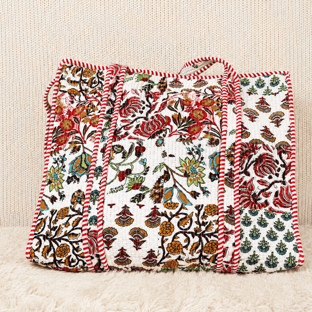 White Printed Tote Bag for Women