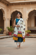 White Vintage Motifs Tassel Applique Dupatta