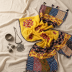 Yellow Cotton Dupatta with Applique Patchwork Design