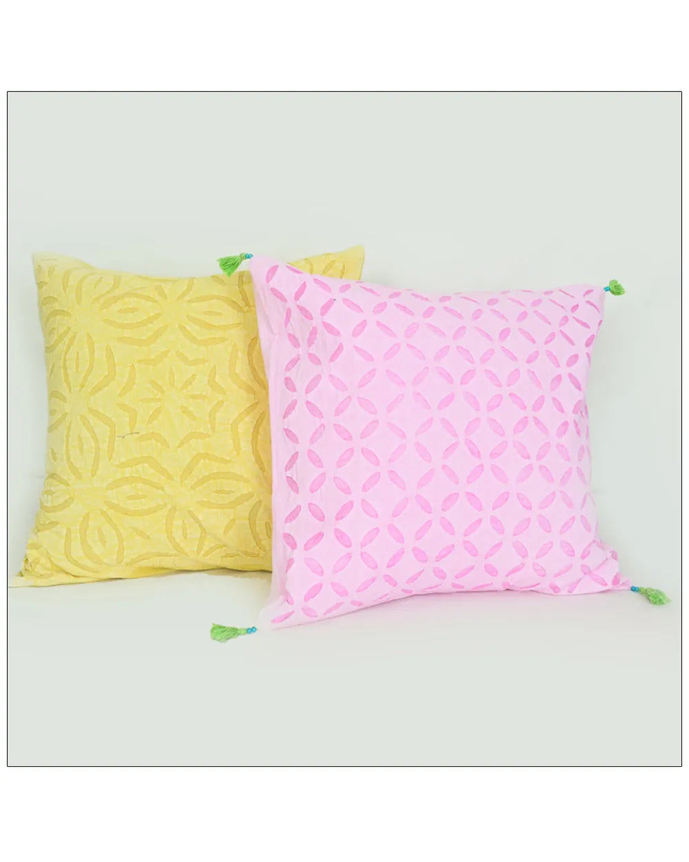Spring Blossom – Geometric Tassel Cushions