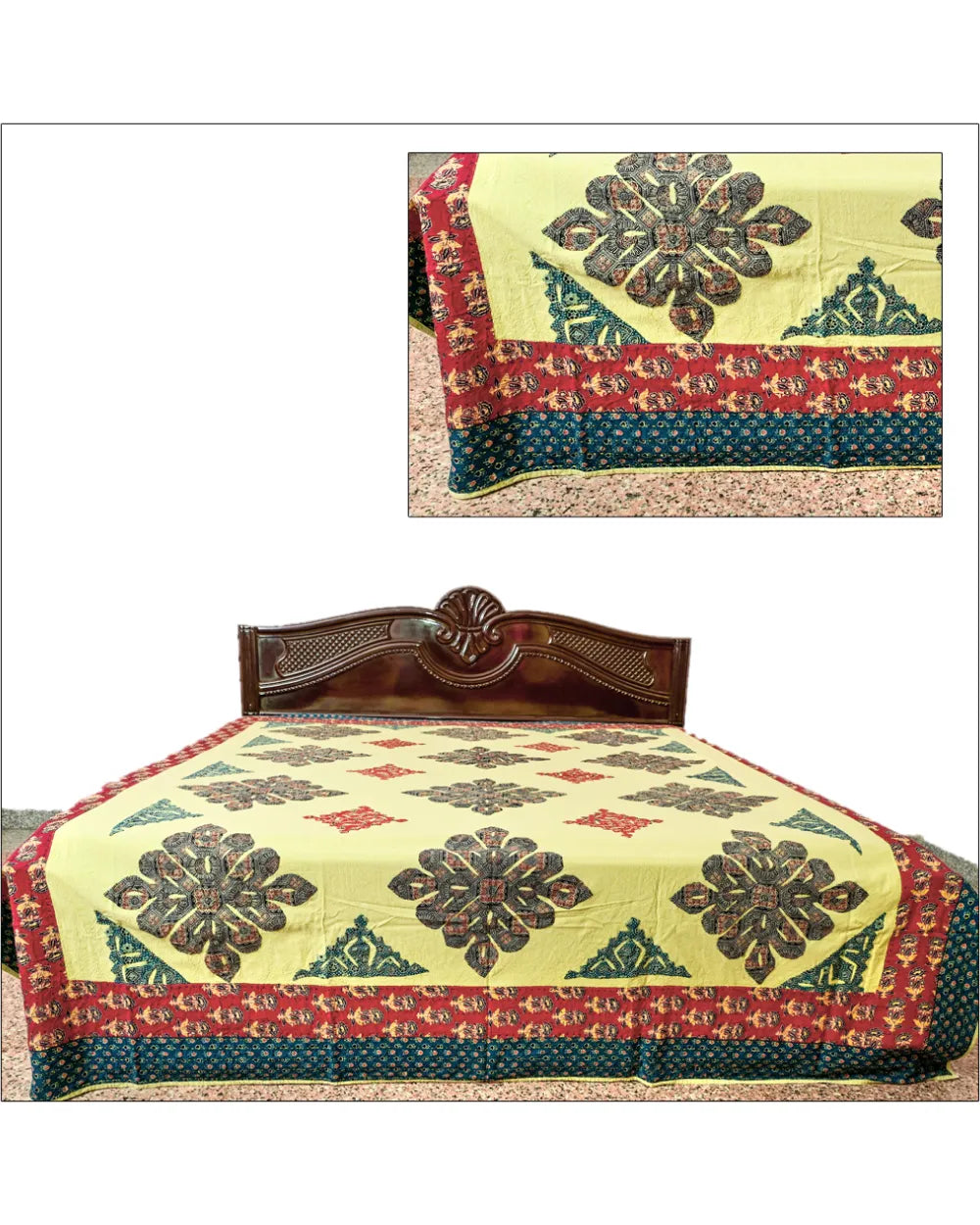 Royal Blossom Mosaic Appliqué Heritage Bed Sheet
