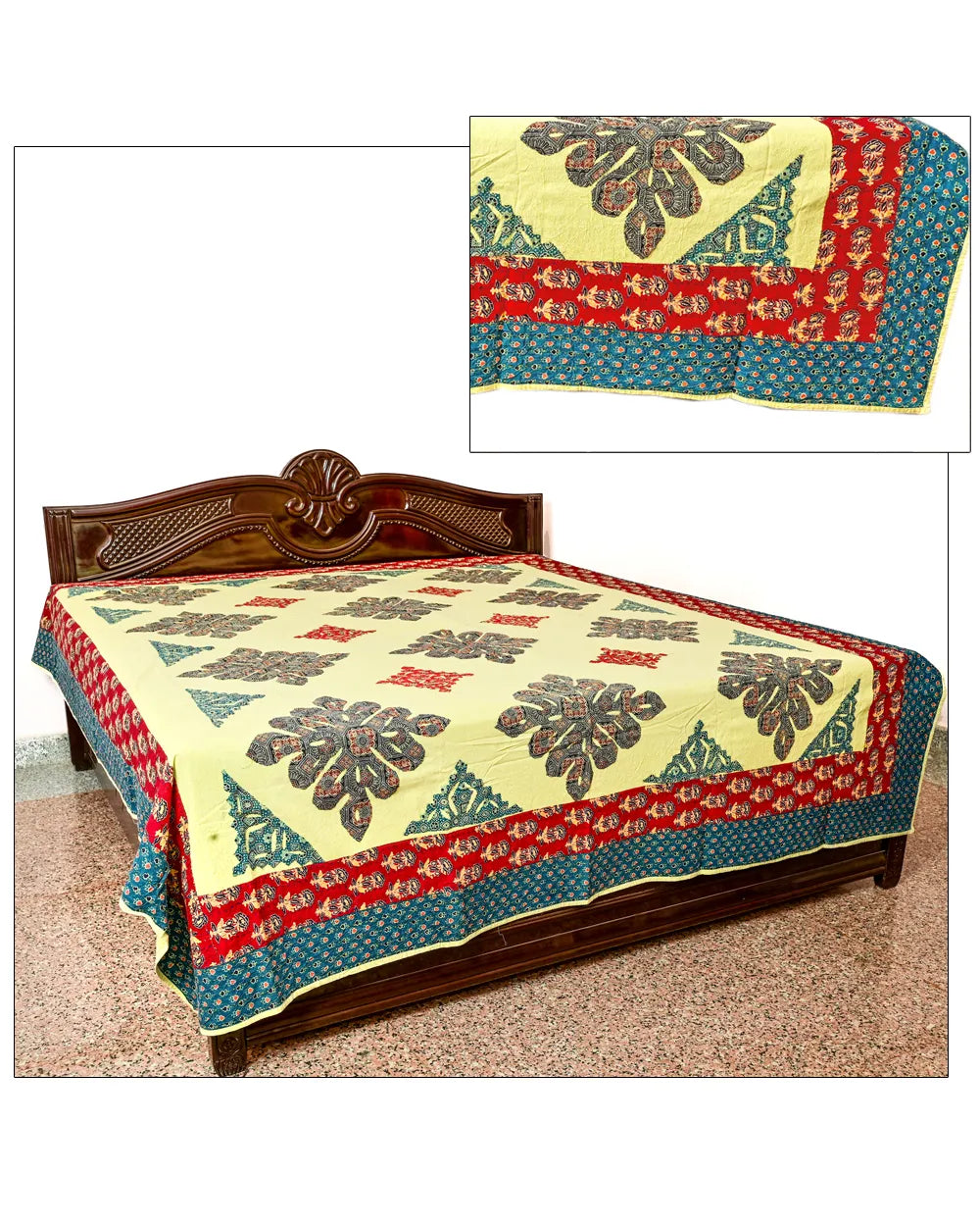 Royal Blossom Mosaic Appliqué Heritage Bed Sheet