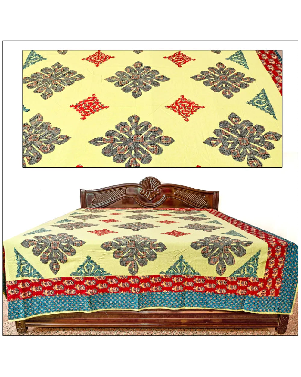 Royal Blossom Mosaic Appliqué Heritage Bed Sheet