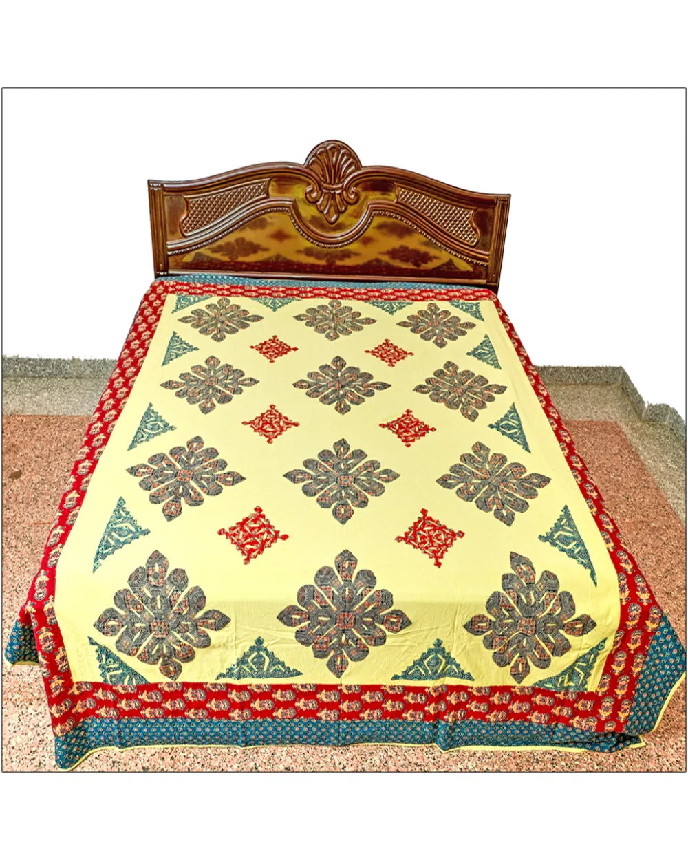 Royal Blossom Mosaic Appliqué Heritage Bed Sheet