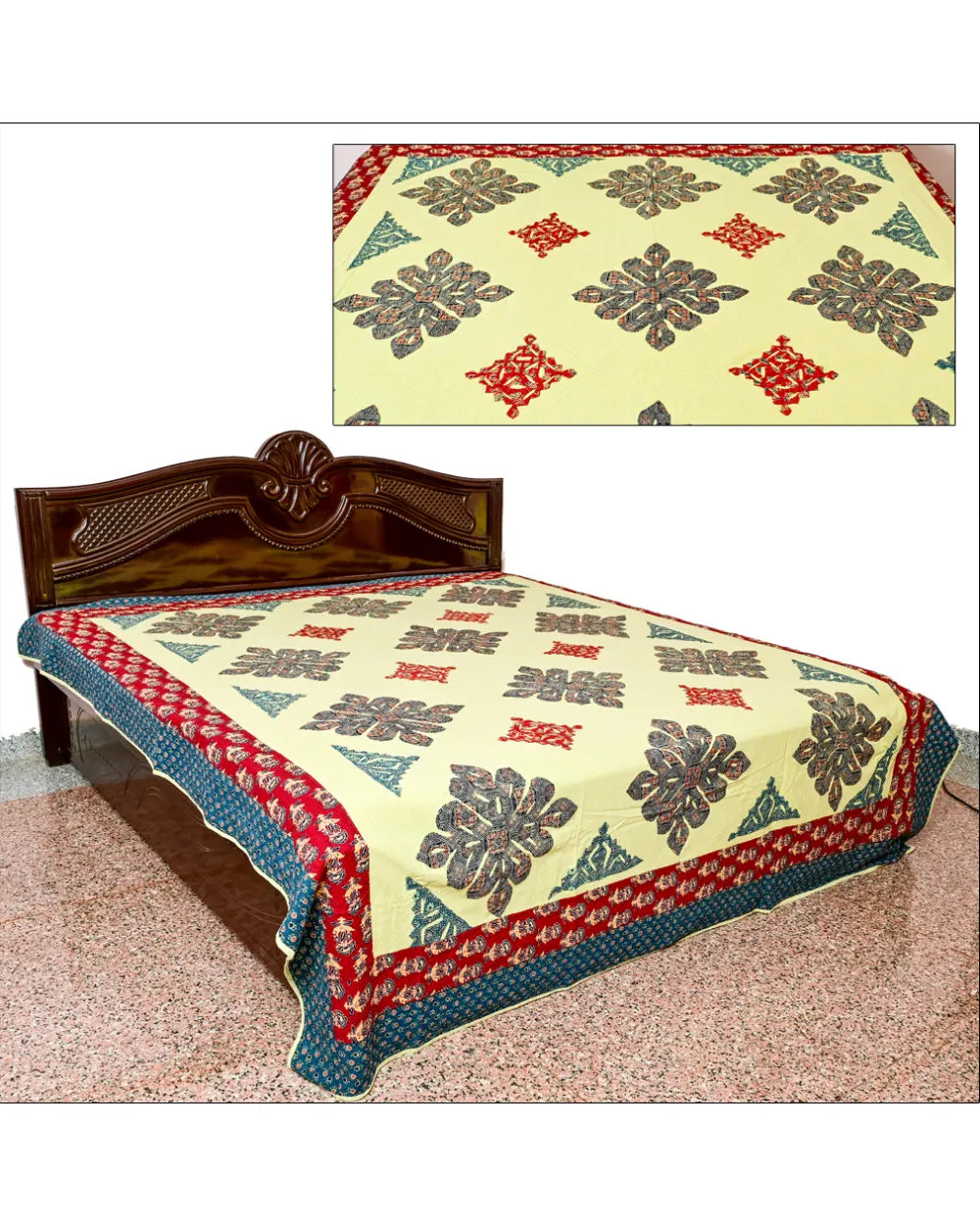 Royal Blossom Mosaic Appliqué Heritage Bed Sheet
