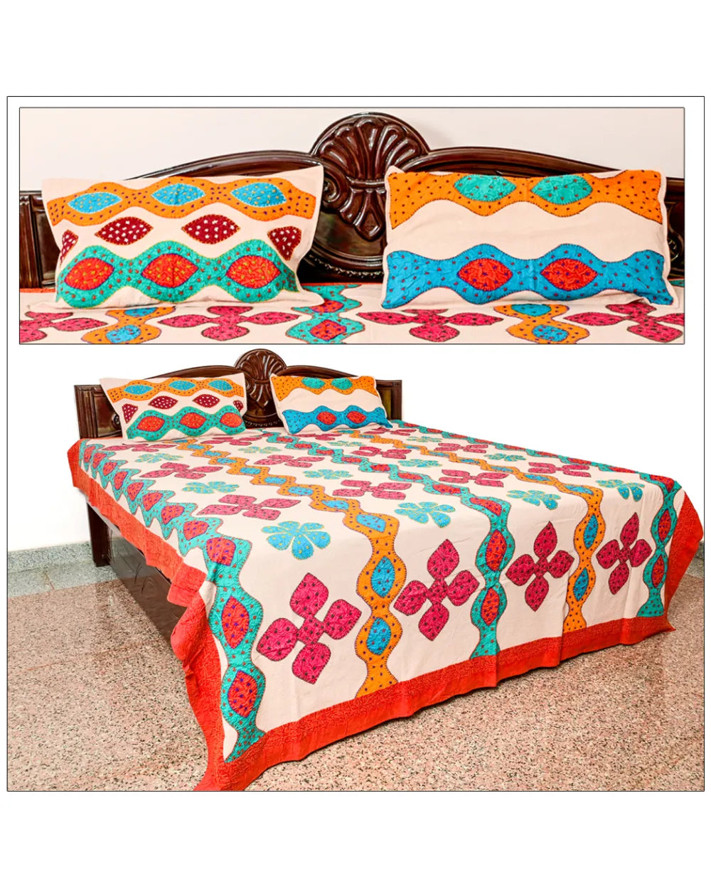 Mosaic Carnival Vibrant Applique Bedsheet