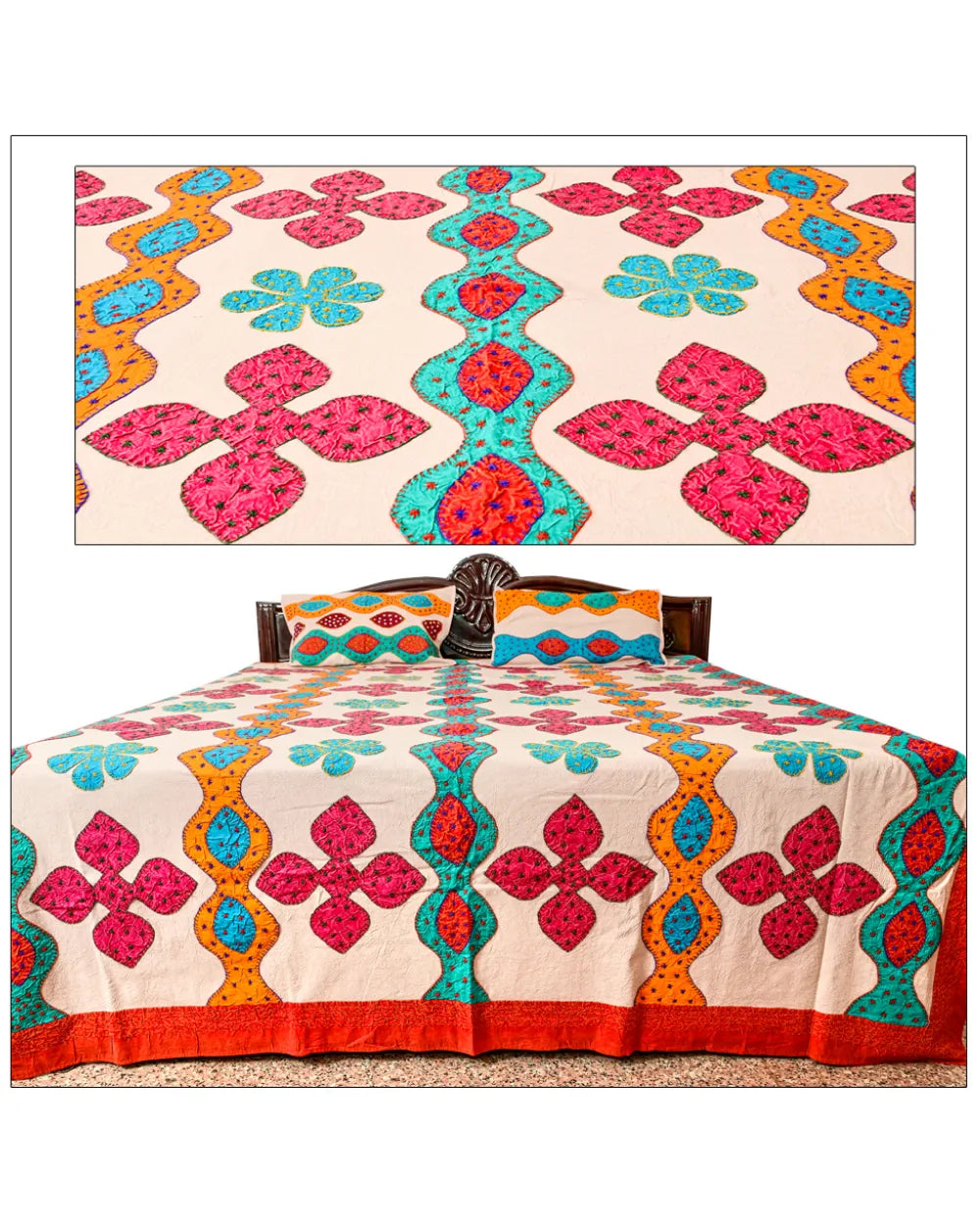 Mosaic Carnival Vibrant Applique Bedsheet