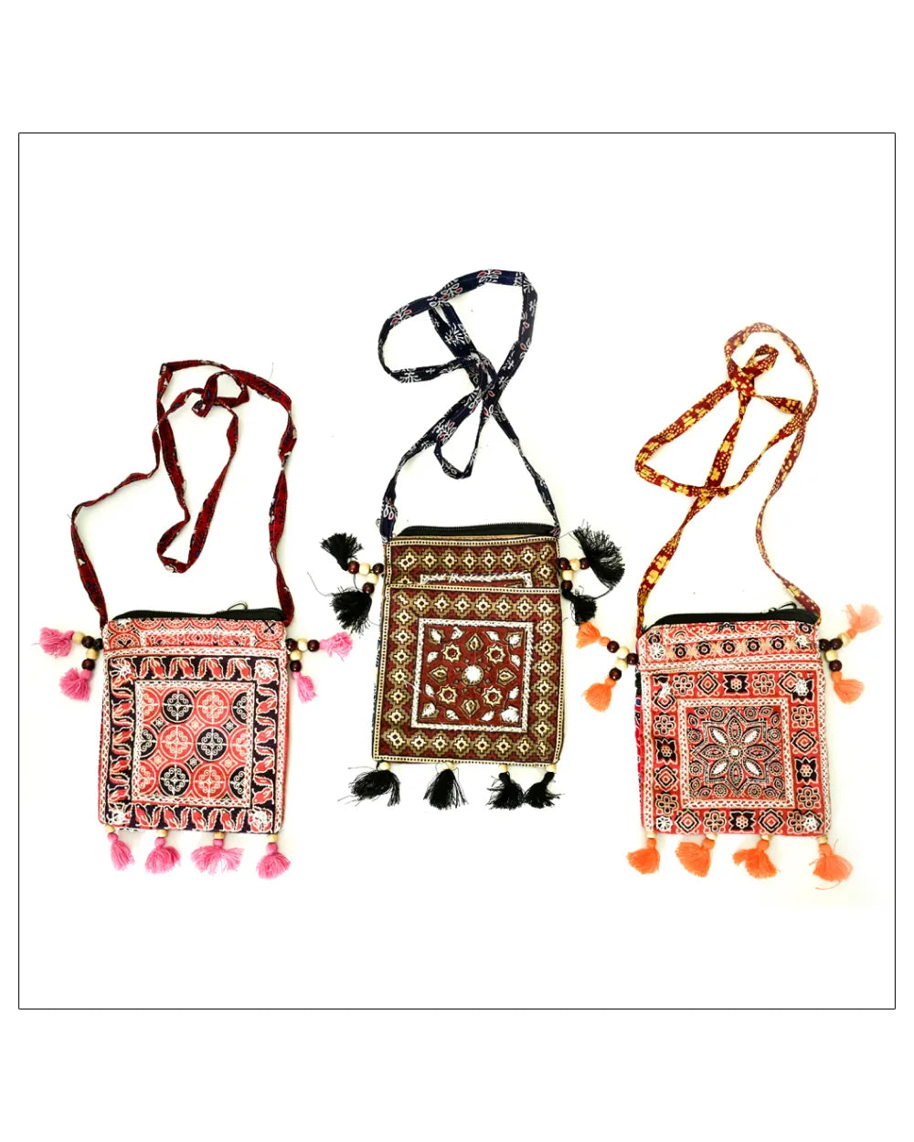 Handcrafted Sling Bag Pom-Pom Detailing