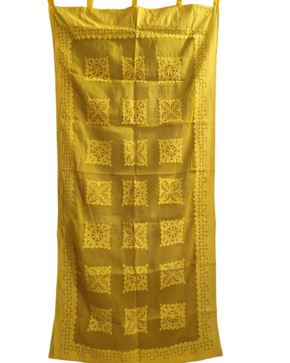 Sunshine Mosaic – Golden Appliqué Patchwork Curtain