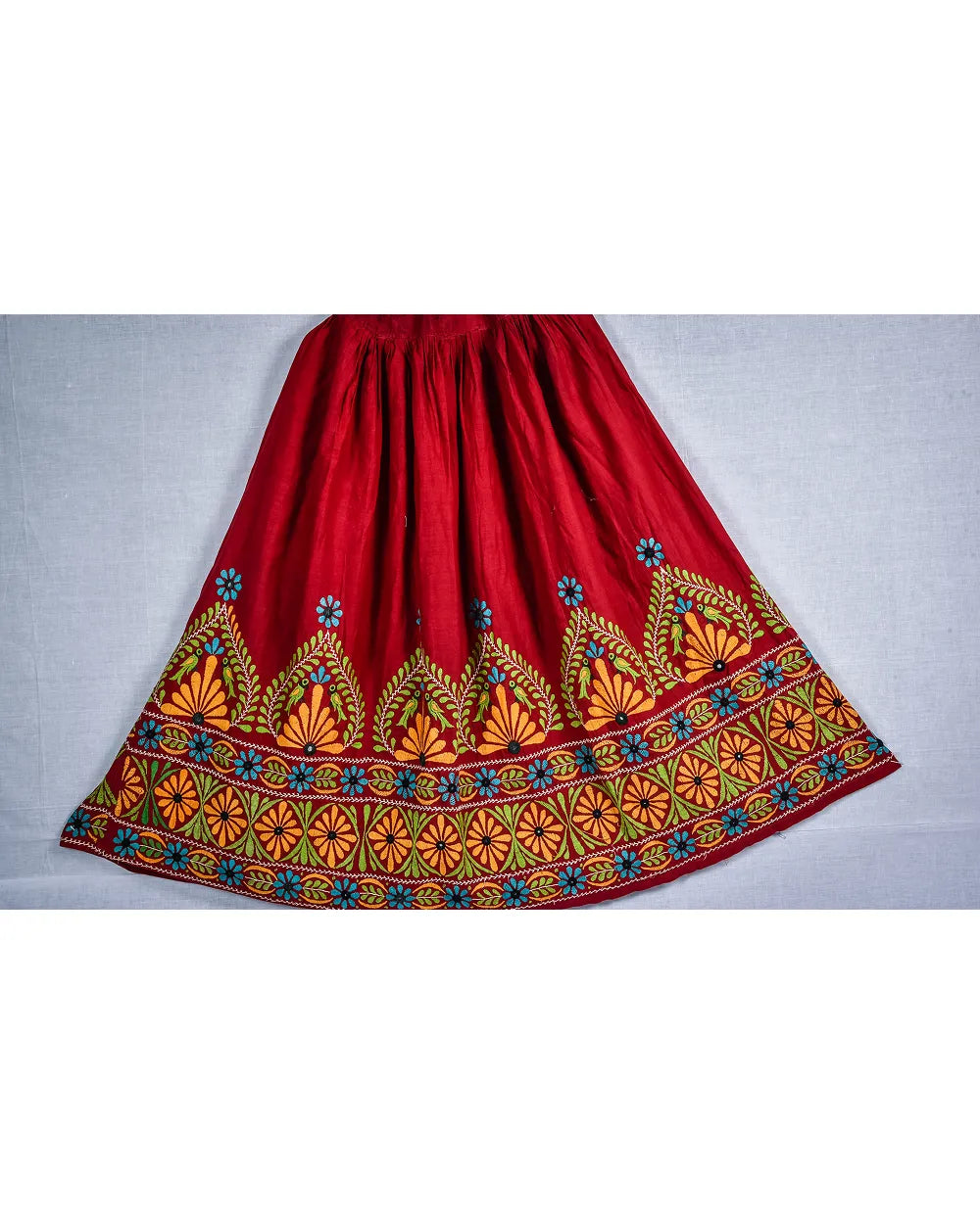 Crimson Royalty – Heritage Mosaic Embroidered Skirt