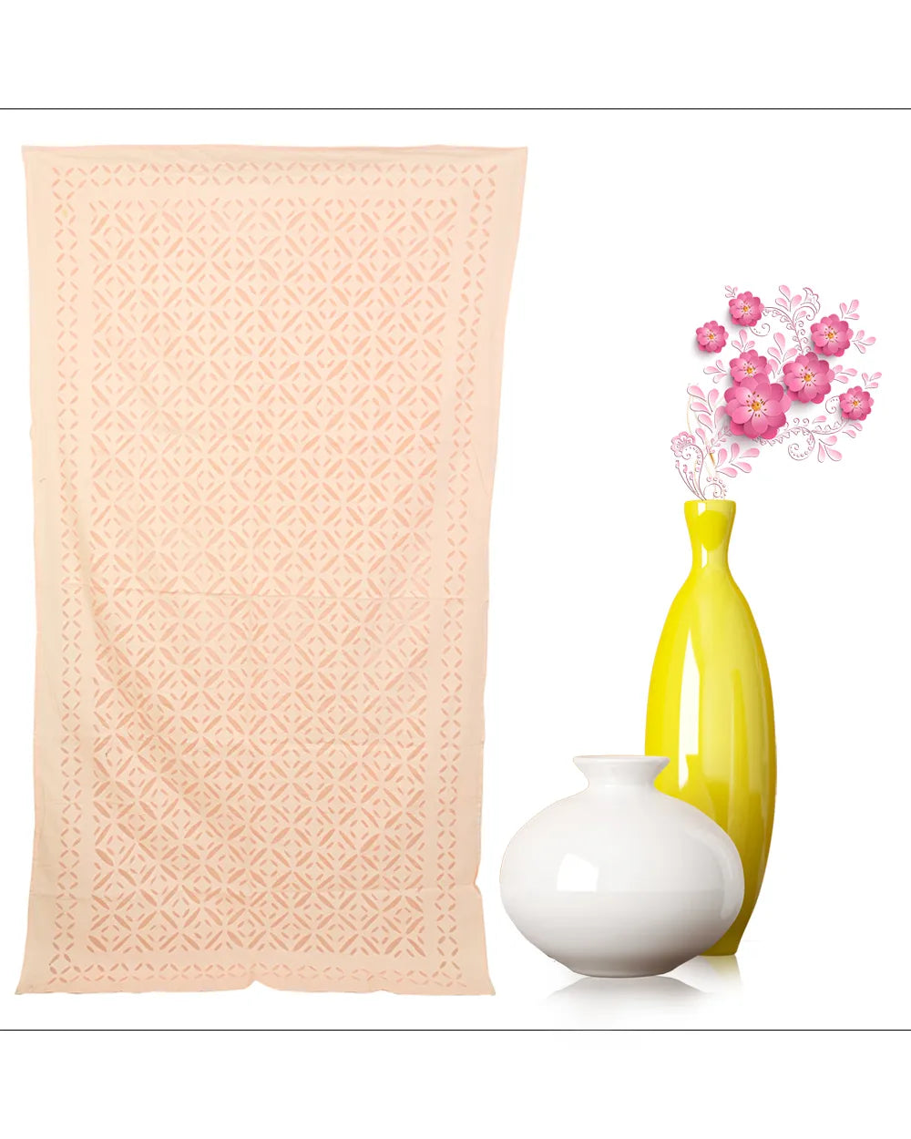 Blush Harmony – Geometric Lacework Table Cover