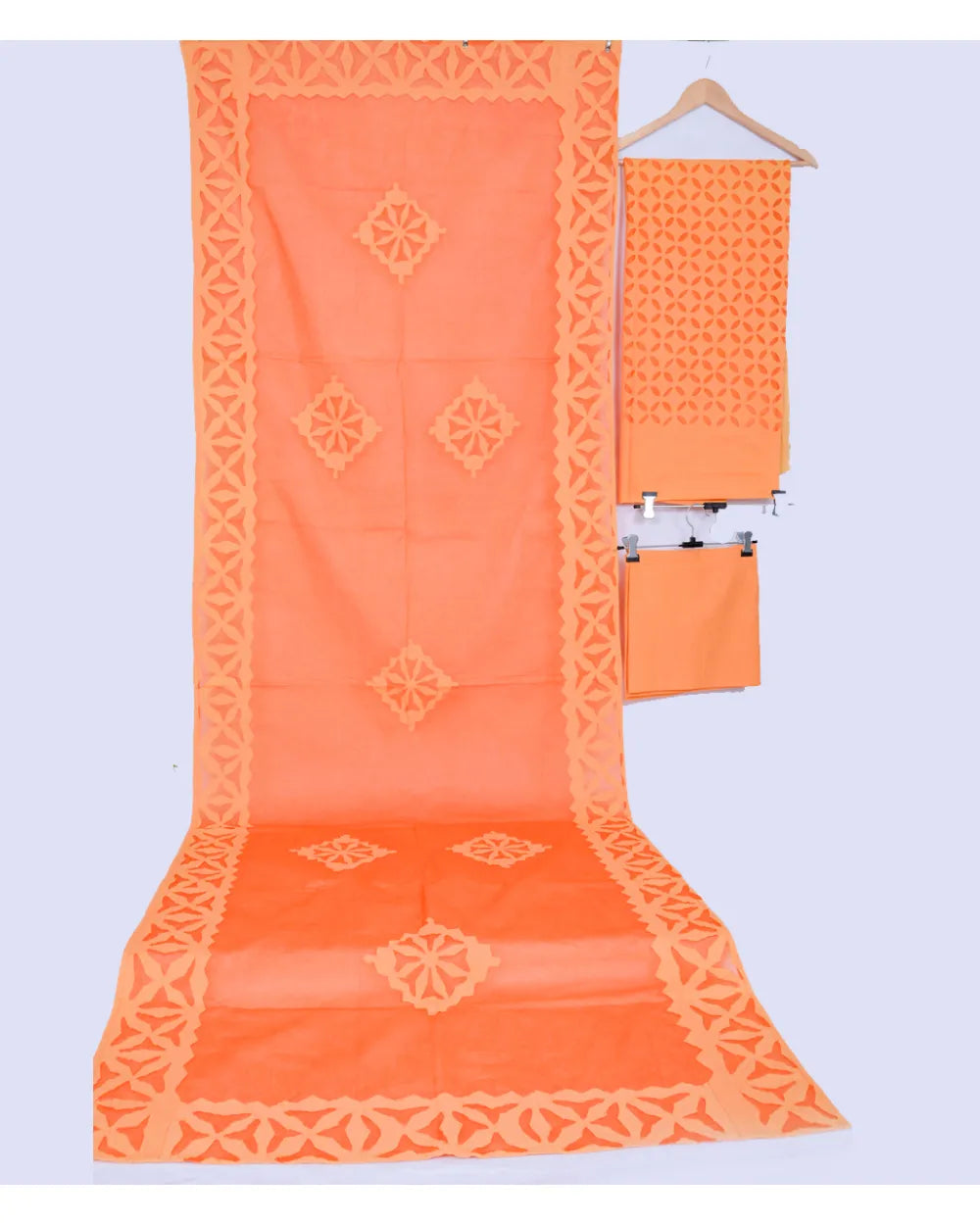 Tangerine Charm – Lattice Appliqué Elegance Suit