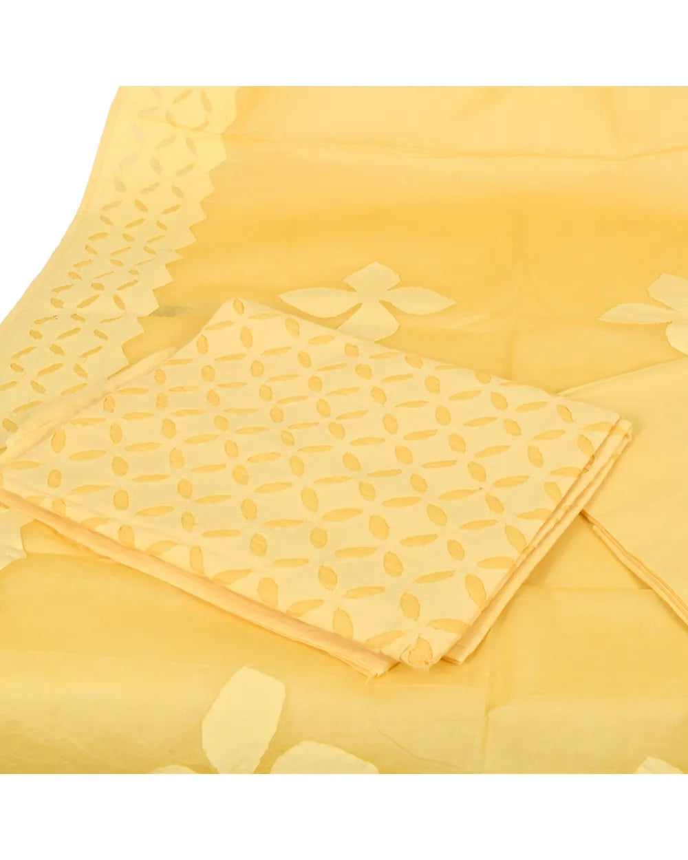 Golden Breeze – Pastel Appliqué Elegance Suit