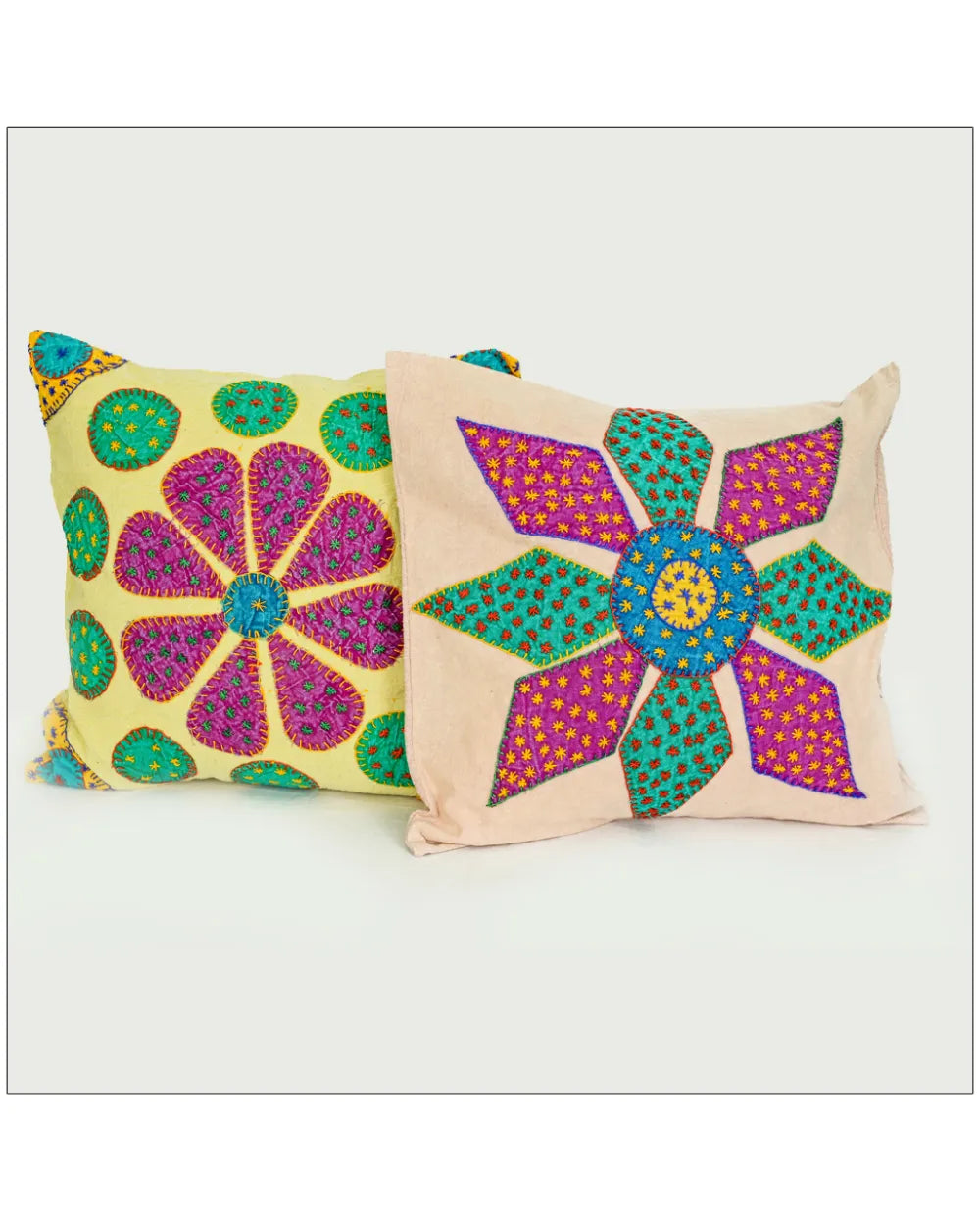 Festival Blossom – Appliqué Flower Art Cushions