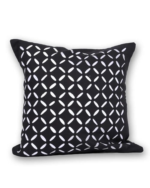 Black Applique Embroidered Cushion Cover